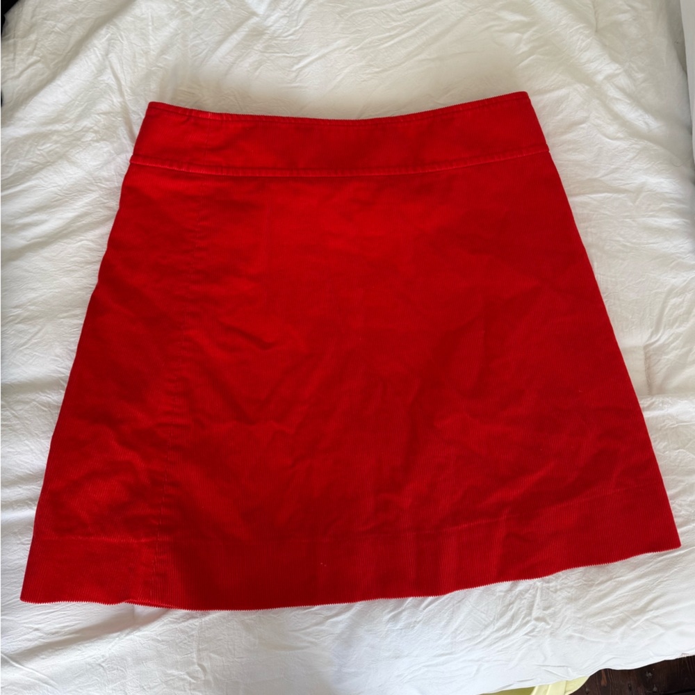 J Crew Corduroy Vibrant Red Skirt